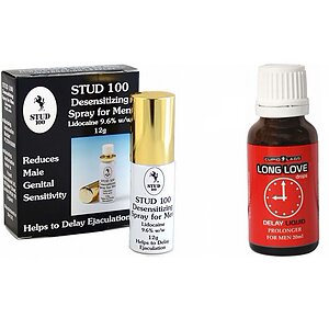 Pachet Spray Stud 100 Original + Picături Ejaculare Precoce Long Love 20ml