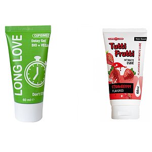 Pachet Gel Ejaculare Precoce Long Love + Lubrifiant Sex Oral Căpșuni 100ml