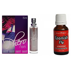 Pachet Parfum Feromoni PheroFem + Picături Afrodisiace Spanish Fly 20ml