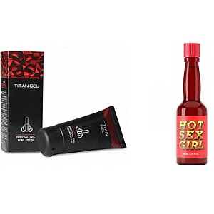 Pachet Cremă Mărirea Penisului Titan Gel Original 50ml + Afrodisiac Hot Sex Girl 20ml