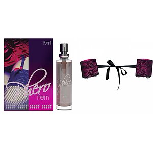 Pachet Parfum Feromoni PheroFem + Cătușe Obsessive Roseberry Mov