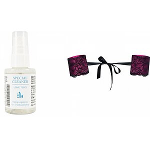 Pachet Cătușe Obsessive Roseberry Mov + Special Cleaner Love Toys 50ml