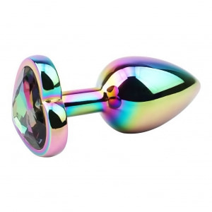 Rainbow Heart Plug Anal Din Aluminiu cu Bijuterie, Potrivită Multicolor Thumb 3