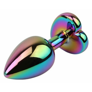 Rainbow Heart Plug Anal Din Aluminiu cu Bijuterie, Potrivită Multicolor Thumb 2