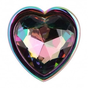 Rainbow Heart Plug Anal Din Aluminiu cu Bijuterie, Potrivită Multicolor Thumb 1