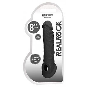 Prelungitor Penis Sleeve RealRock 21cm Negru Thumb 6