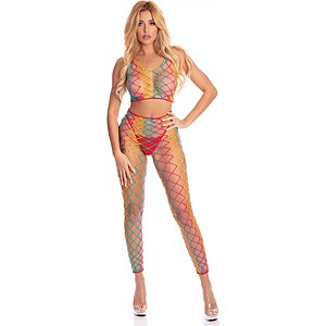 Catsuit Pink Lipstick Rainbow Multicolor