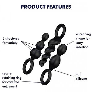 Set Satisfyer De Accesorii Pentru Satisfacție Anală Negru Thumb 2