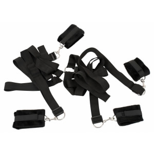 Set Cătușe Mâini Și Glezne Bed Shackles Negru