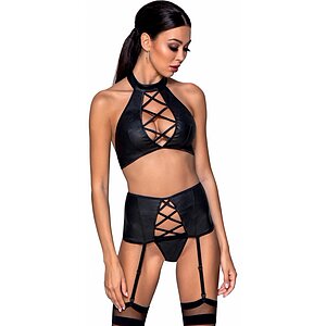 Set Din Piele Passion Nancy Negru