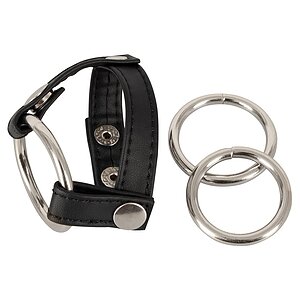 Set Inele Penis Leather Strap Negru Thumb 1