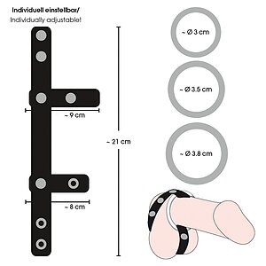 Set Inele Penis Leather Strap Negru Thumb 5