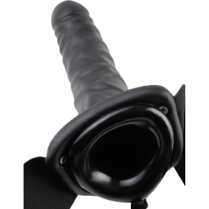 Strap On Cu Vibrații Hollow 20.3cm Negru Thumb 1
