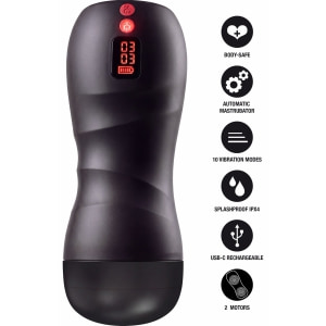 Vibrating Twin Turbo Masturbator Negru Thumb 3
