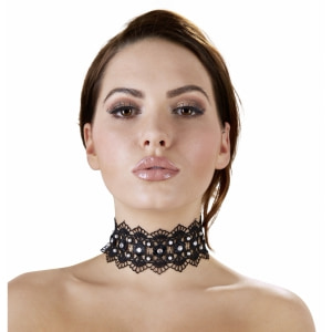 Zgardă Choker Rhinestones Negru