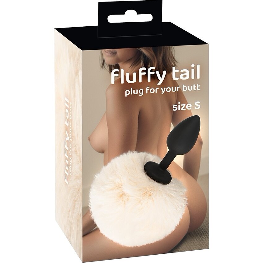 Coadă Pufoasă White S – Plug Flexibil Din silicon, 14.2 cm