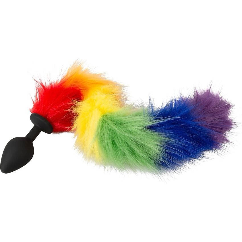 Plug Anal You2Toys cu Coadă Pufoasă Rainbow 42 cm Negru