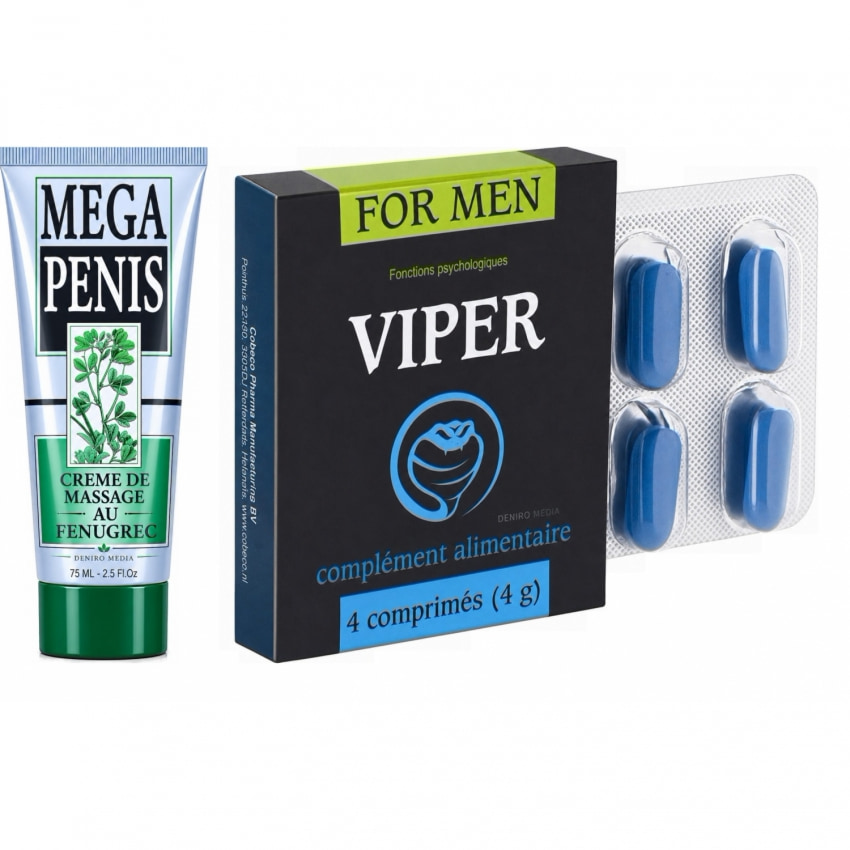 Pachet Cremă Mega Penis + Pastile Viper FR 4