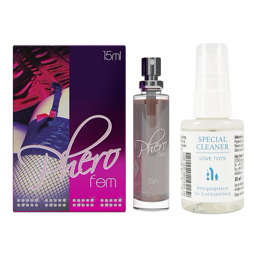 Pachet Parfum Feromoni PheroFem 15ml + Special Cleaner Love Toys 50ml