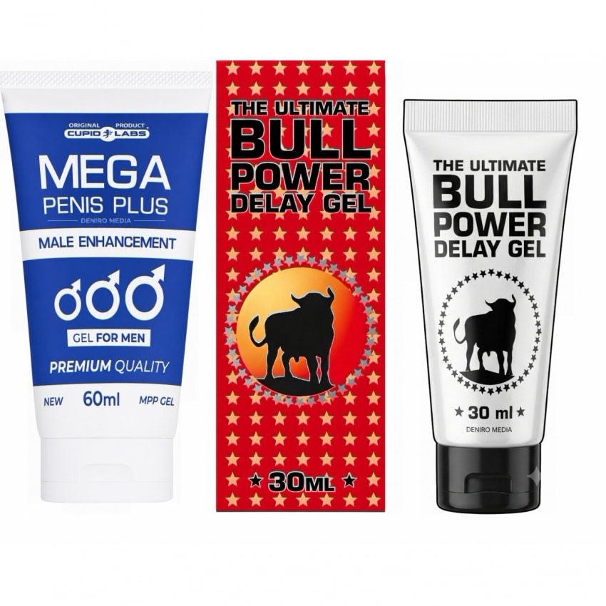 Pachet Gel Mărire Penis Mega Penis Plus 65ml Și Gel Ejaculare Prematură Bull Power Delay 30ml
